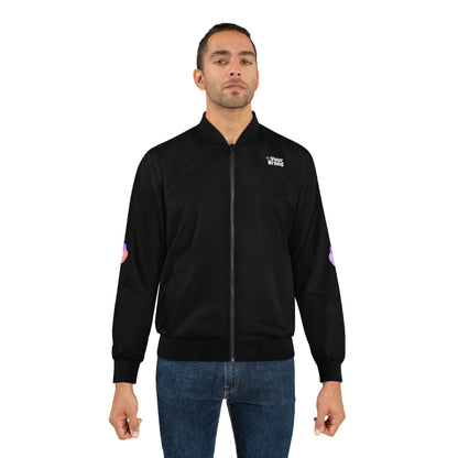 Men's Bomber Jacket - Stylish All-Over Print Black Outerwear for Everyday Wear, Street Style Fashion, Casual Wear, Gift Idea