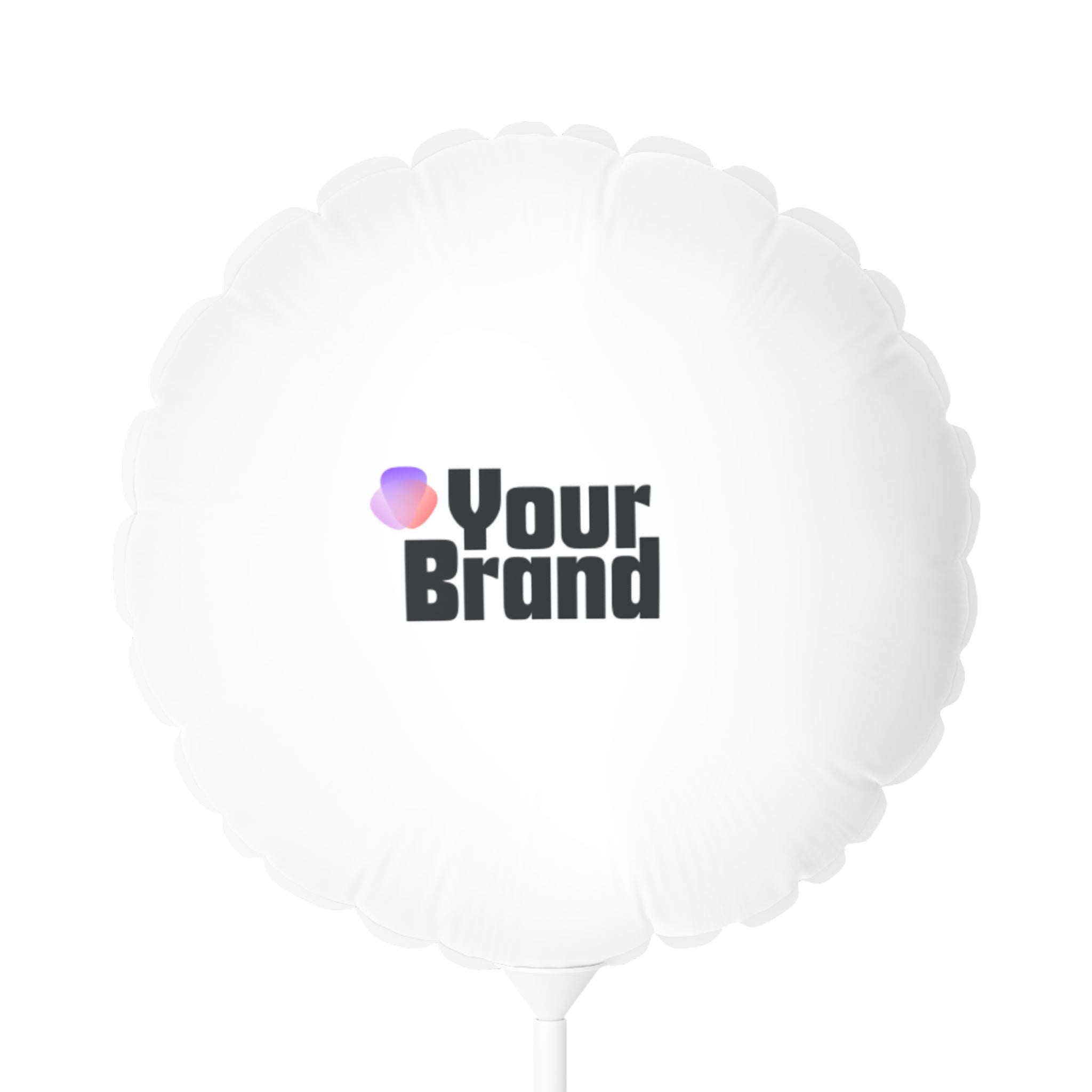 White 11" Round & Heart Mylar Balloon - Custom Logo Printable