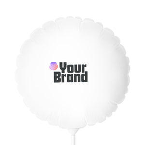 White 11" Round & Heart Mylar Balloon - Custom Logo Printable