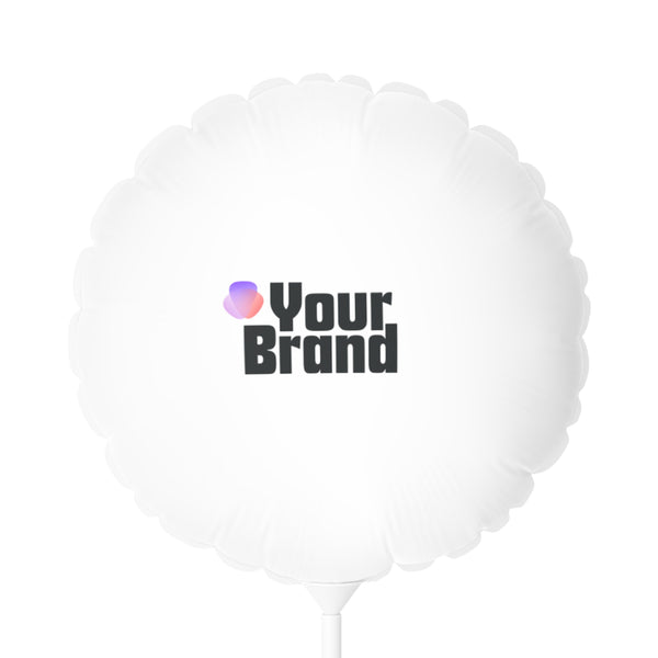 White 11" Round & Heart Mylar Balloon - Custom Logo Printable