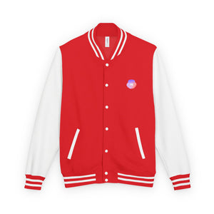 Retro Red Letterman Jacket – Minimal Gradient Crest