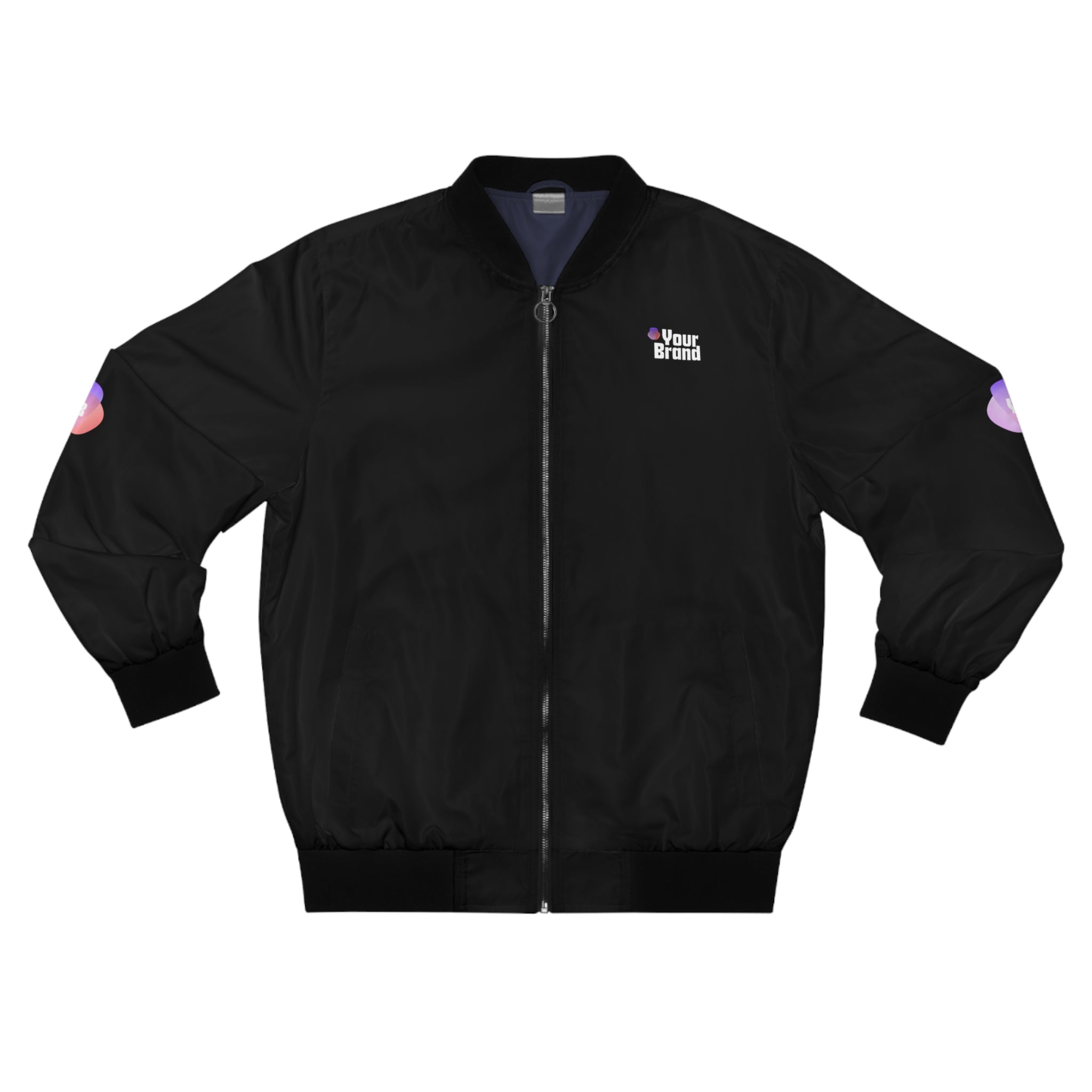 Men's Bomber Jacket - Stylish All-Over Print Black Outerwear for Everyday Wear, Street Style Fashion, Casual Wear, Gift Idea