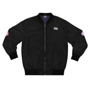 Men's Bomber Jacket - Stylish All-Over Print Black Outerwear for Everyday Wear, Street Style Fashion, Casual Wear, Gift Idea