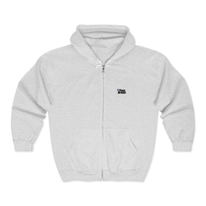 Minimal 'Vibe' Full-Zip Hoodie — Small Chest Logo, White