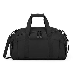 Classic Black Gym Bag — Small Logo Athletic Duffle for Workout & Travel