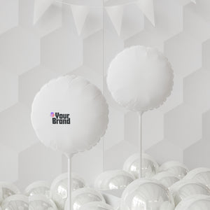 White 11" Round & Heart Mylar Balloon - Custom Logo Printable