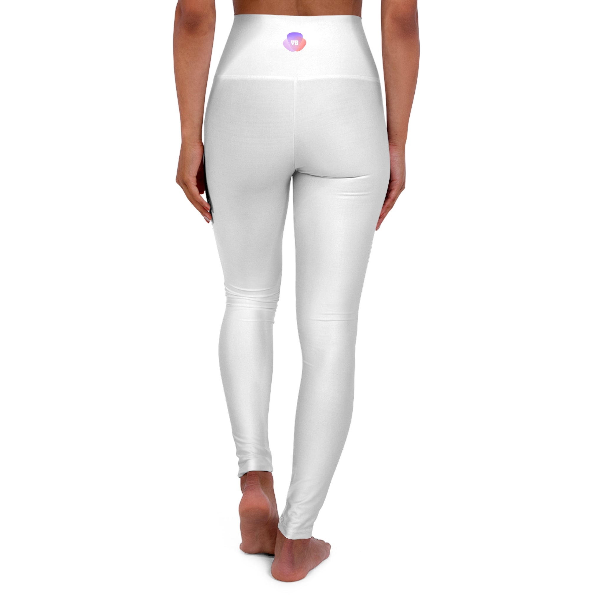 High-Waisted Yoga Leggings — Minimal Pastel Chakra Accent