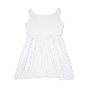 White Skater Dress with Pastel Heart Logo - Women's Casual A-Line Summer Dress