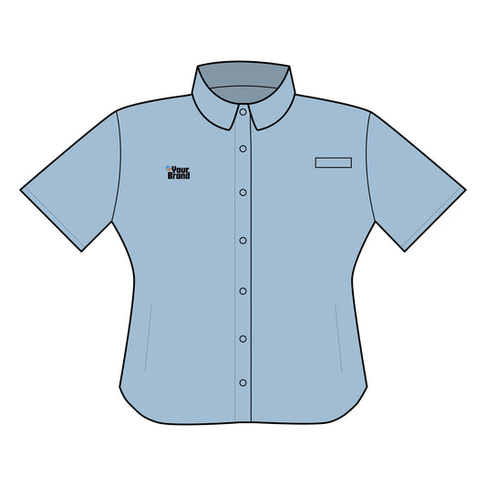 Women's Short Sleeve Fishing Shirt, Outdoor Casual Shirt, Summer Beachwear, Embroidered Fishing Top, Lightweight Hunting Shirt