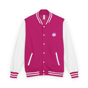 Retro Red Letterman Jacket – Minimal Gradient Crest