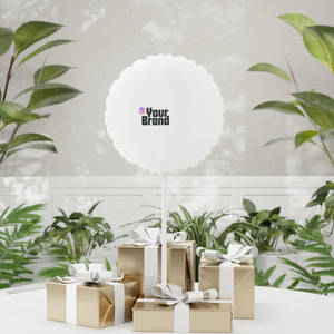 White 11" Round & Heart Mylar Balloon - Custom Logo Printable